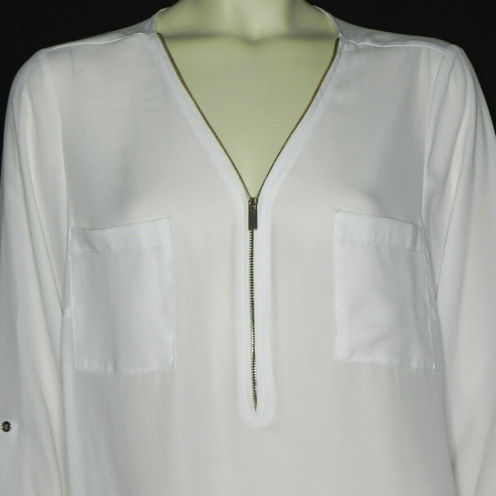 Zac & Rachel Simple White Blouse Semi Sheer